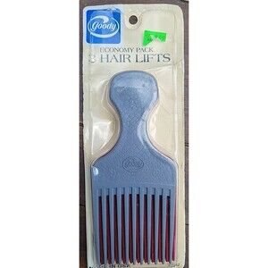 Vtg Goody Textured Plastic Hair Pick Lift Comb Gray Red  Made in USA Lot of 3